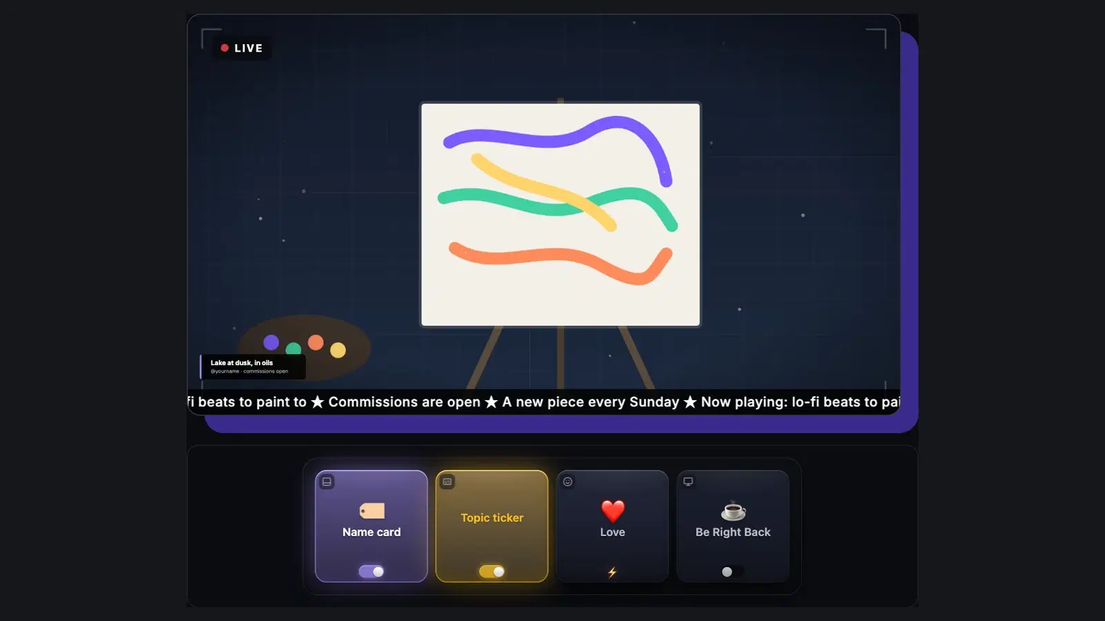 The Kloot deck for a creative stream, with its overlays on stream.